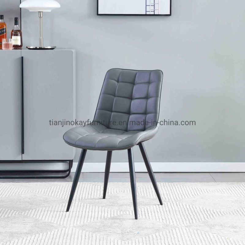 Home Furniture Luxury Dining Chair PU Strong Black Metal Legs Upholstered Leisure Chair for Living Room Dining Table Sets