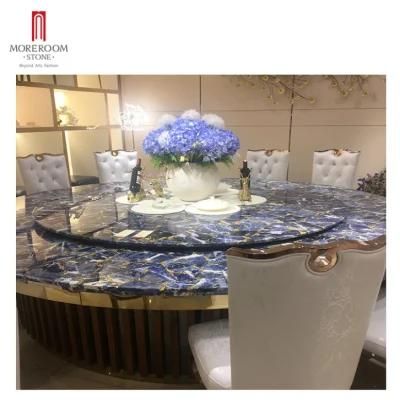 Dubai Indoor Luxury Round Home Dinner Furniture Marble Gemstone Onyx Dining Table