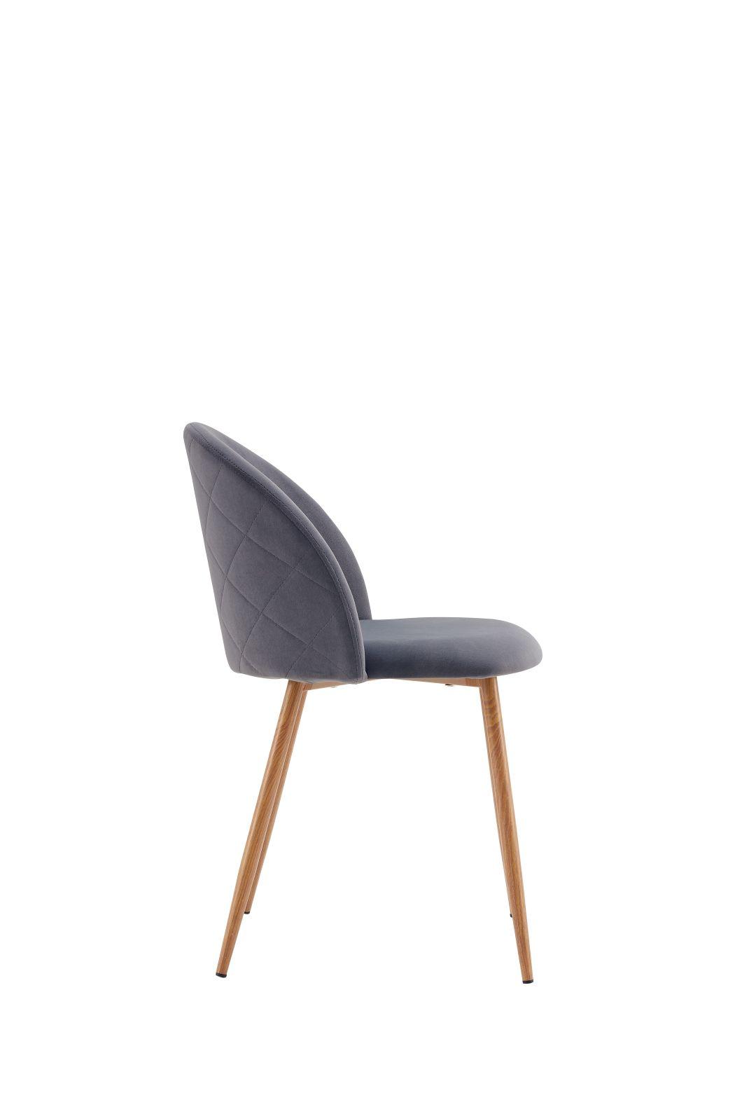 2021 Factory Supply Top One Best Selling Grey Velvet Fabric Dining Chair with Armrest and Wood Legs