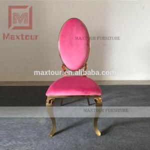 2019 New Design Luxury Pink and Gold Velvet Dining Chair