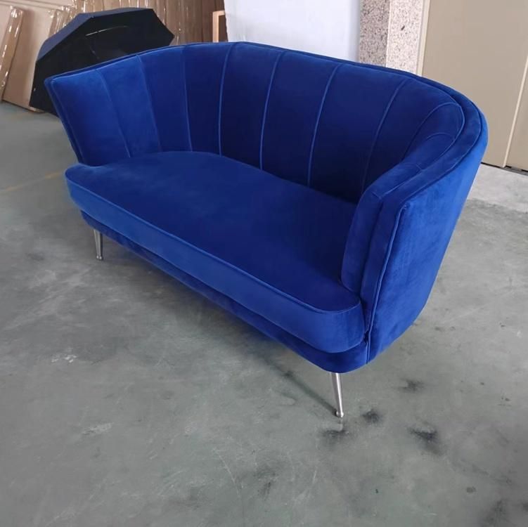 Guangdong Factory Directly Sell Blue Color Velvet Commercial Restaurant Sofa