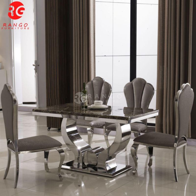 Luxury Marble Comedor Silla Comedor Dining Table Set Glass Table Basse Dining Table with 6 Seaters Chairs