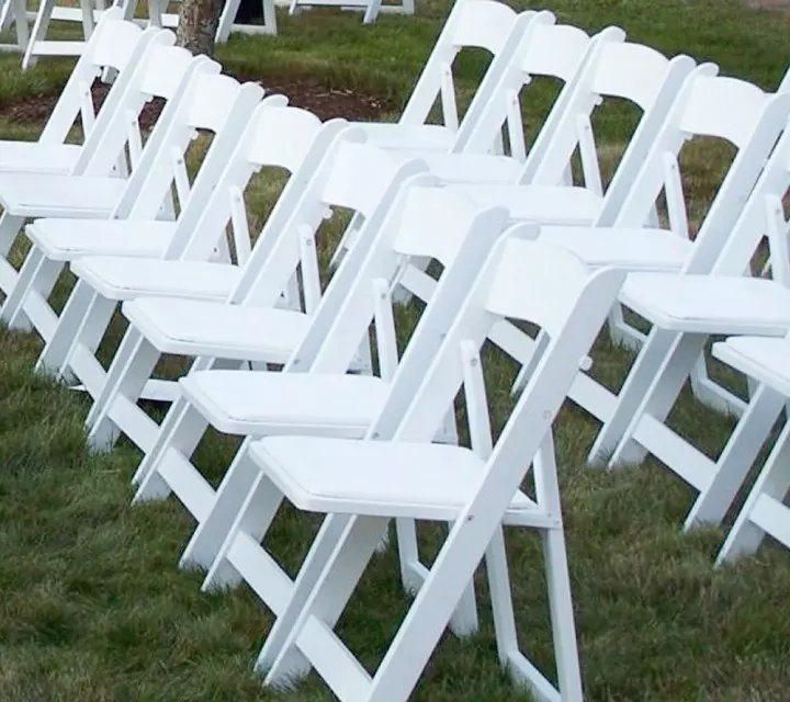 Pure White Solid Wood/ Resin Folding Chair for Outdoor Wedding