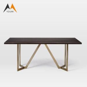 New Style High Quality Metal Black Wood Outdoor Dining Table Set