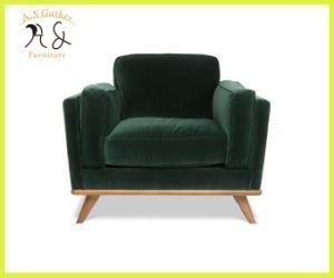 Bespoke Wooden Base Velvet Sofa Armchair for Home
