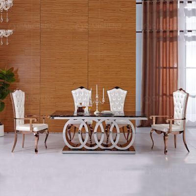 Model Marble Dining Room Table with Stainless Steel Legs