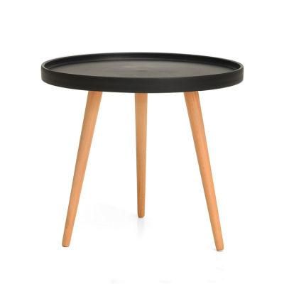 Wooden Side Table Tea Table for Living Room Round Tray Coffee Table