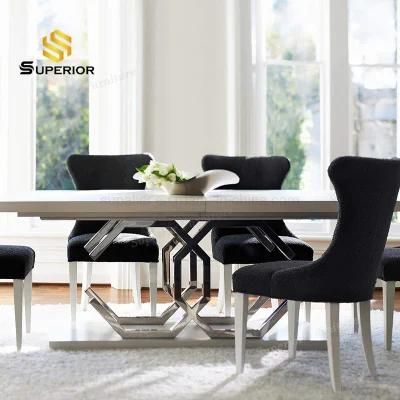 Home and Hotel Silver Steel Base Wood Top Dining Tables for Living