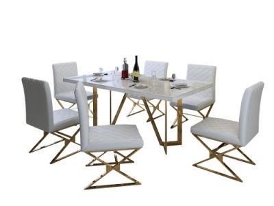 Modern Stainless Steel Hotel Restaurant Dining Set Rectangular Large Dining Table