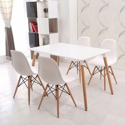 Modern MID Shell Lounge Plastic Dsw Natural Wooden Legs Kitchen Dining Side Chairs