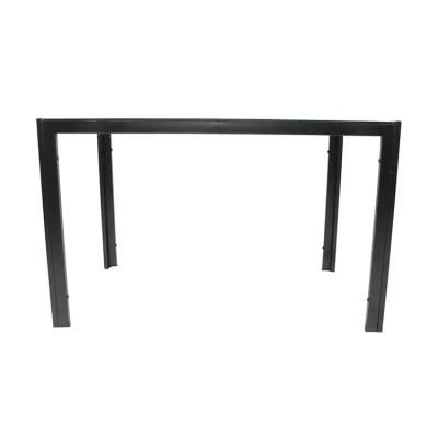 Wholesale Home Furniture Metal Frame Black Rectangle 8mm Tempered Glass Top Dining Table Set