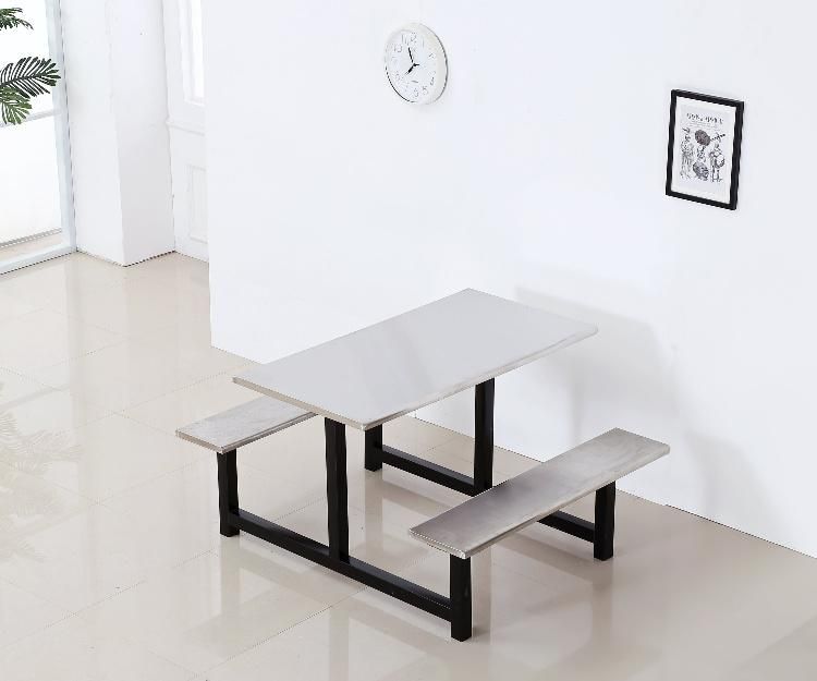 Cheap Staff Snap Food Restaurant Industrial Staff Steel Canteen Furniture Dining Table and Chairs Bench for Home/Office/ Snap Food Restaurant/Cafeteria