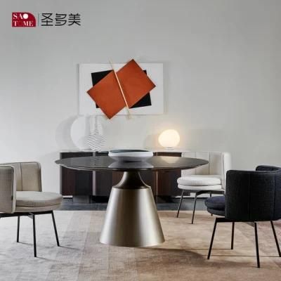 Stainless Steel + Carbon Rock Plate and Chairs Dining Table