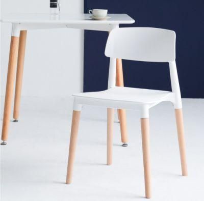 Good Price Simple Design Backrest Colorful Restaurant Living Room Coffee Shop Plastic Wood Legs Dining Chair