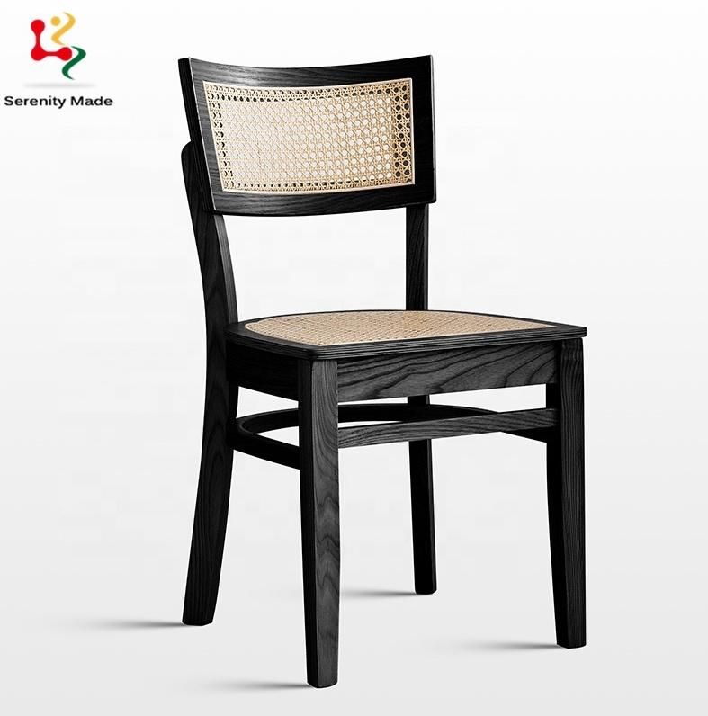 Vintage Event Furniture Hotel Coffee Shop Restaurant Living Room Rope Wood Frame Rattan Backrest Dining Chair