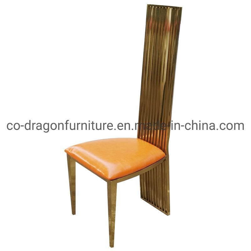 Modern Home Furniture Luxury Leather Steel High Back Dining Chair