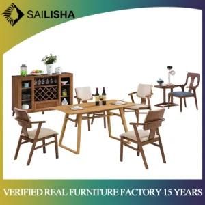 Modern Style Home Furniture Rectangle Kitchen Dining Table and 4 Chairs Set with Thickened Table Top and Solid Wooden Legs