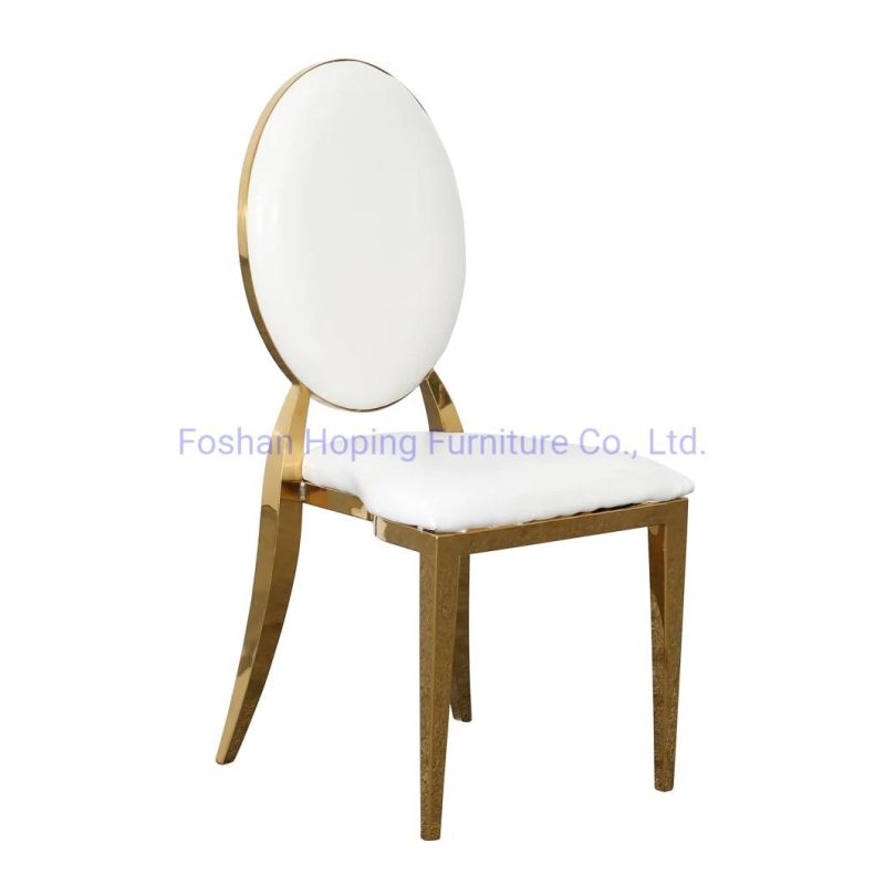 Foshan Hoping Furniture Popular Modern Hotel Home Furniture Stainless Steel Banquet Wedding Event White Table Chair