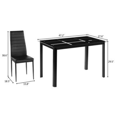Contemporary Patio Furniture Wholesale Home Furniture Glass Dining Table with Black Iron Legs