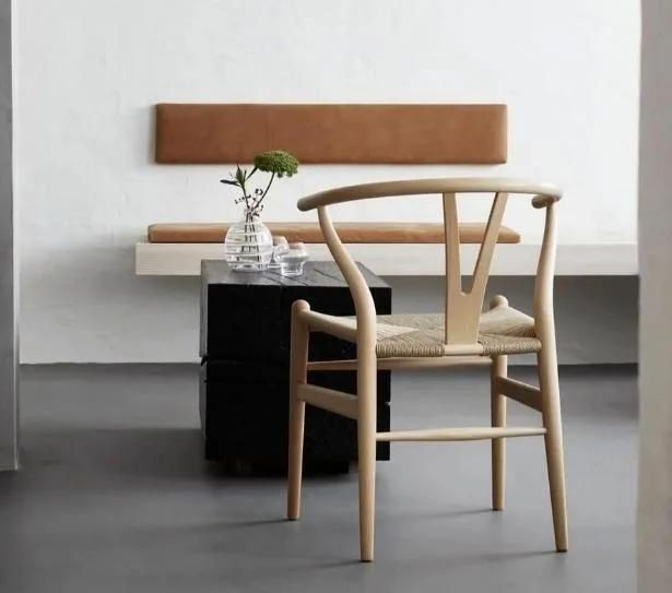 Solid Wood Frame in Natural Wood Color, Rope Seat Armchair