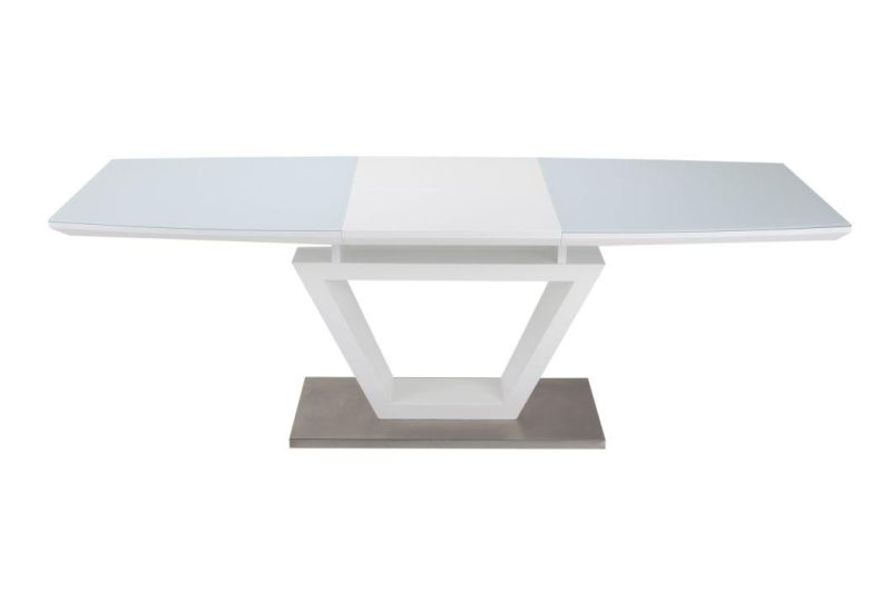 Extendable Dining Table White High Glossy Top Square Dining Room Table