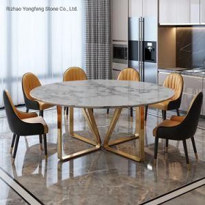 Modern Marble Top Stainless Frame Round Dining Table