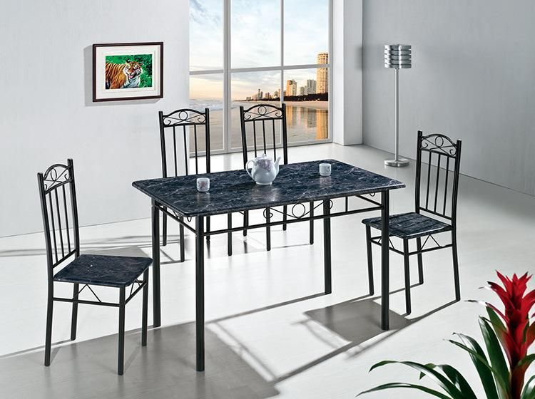 Malaysia Steel Wood Kitchen Dining Table 4 Chairs Marble PVC Dining Table Set 1+6