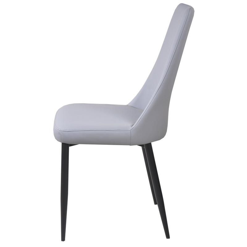 Dining Room Furniture Restaurant Modern Design Upholstered Soft PU Leather Dining Chairs with Powder Coated Legs