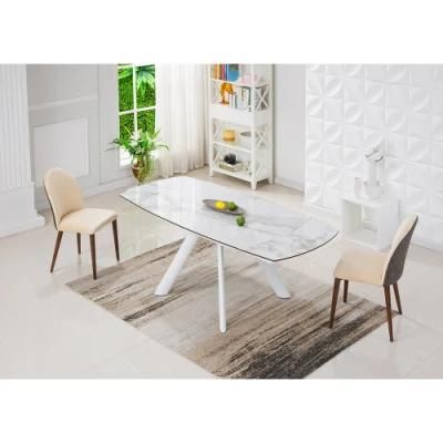 Factory Rotary Metal Extension Table Glass Canteen Furniture for Party