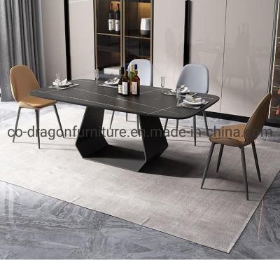 New Design Home Furniture Steel Dining Table with Marble Top