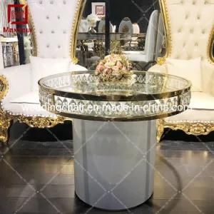 Wedding Furniture Crystal Decoration Golden Metal Frame Cake Table