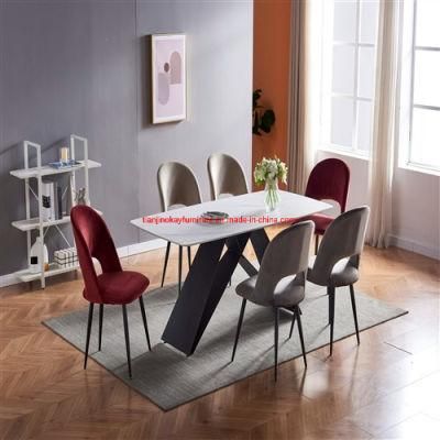 Ceramic Dining Table with Metal Black Base