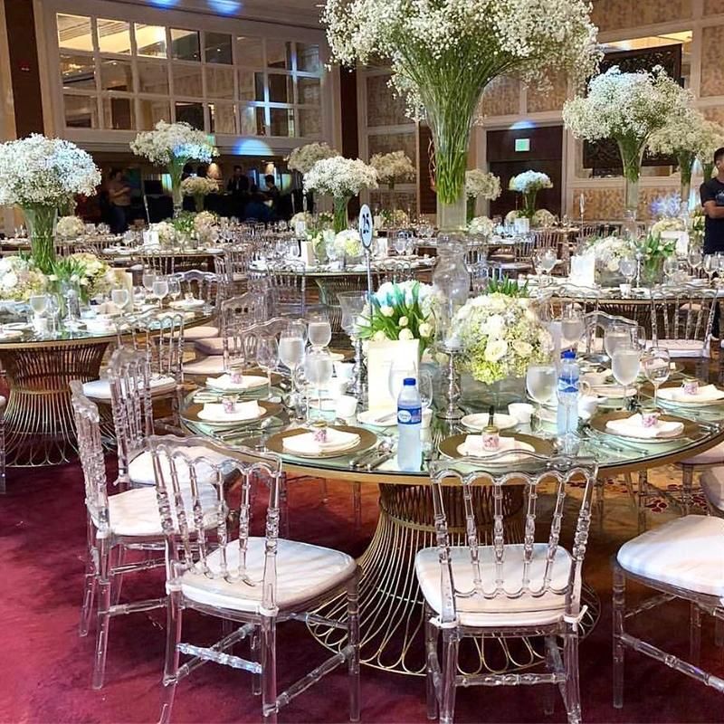 Glass Transparency Rectangular Modern Design Wedding Acrylic Banquet Clear Dining Table with Leg for Wedding