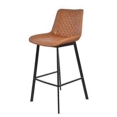 Hot Sale High Quality Modern Industrial Metal Bar Chair Velvet Fabric High Bar Stool Chair with Honeycomb Back