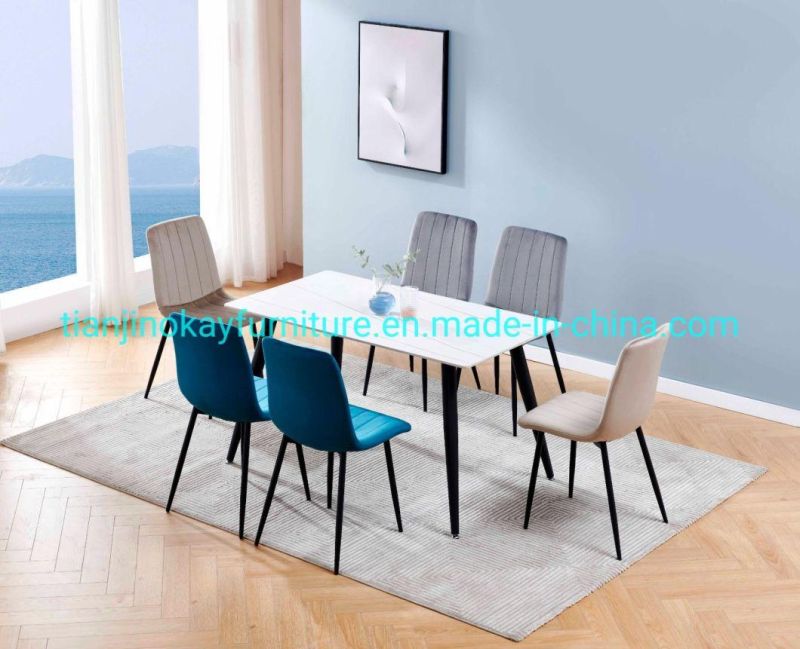 New Design Hot Sale Luxury Dining Room Furniture Velvet Fabric Dining Chairs with Powder Coating Leg