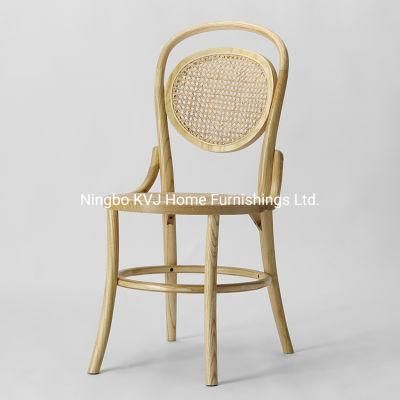 Kvj-6048 Natural Color Cane Webbing Rattan Solid Wood Dining Chair