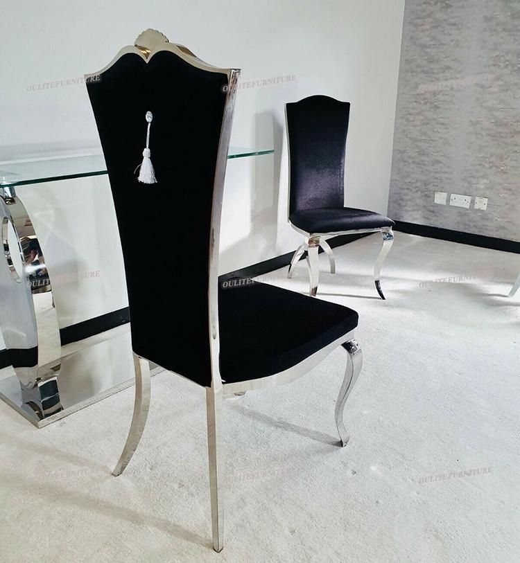 Luxury High Back Chrome Legs Dining Chairs for Home Furniture