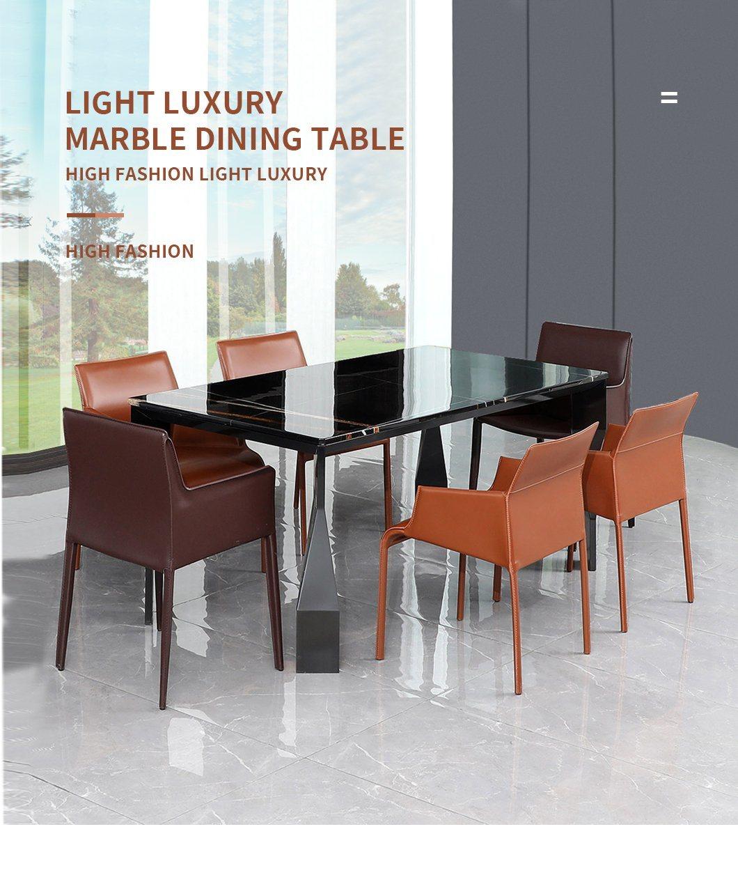 Bisini Luxury Modern Rectangular Gold Marble Dining Table