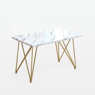 Modern Furniture Use Dining Wedding Table Golden Legs Metal Frame Rectangle