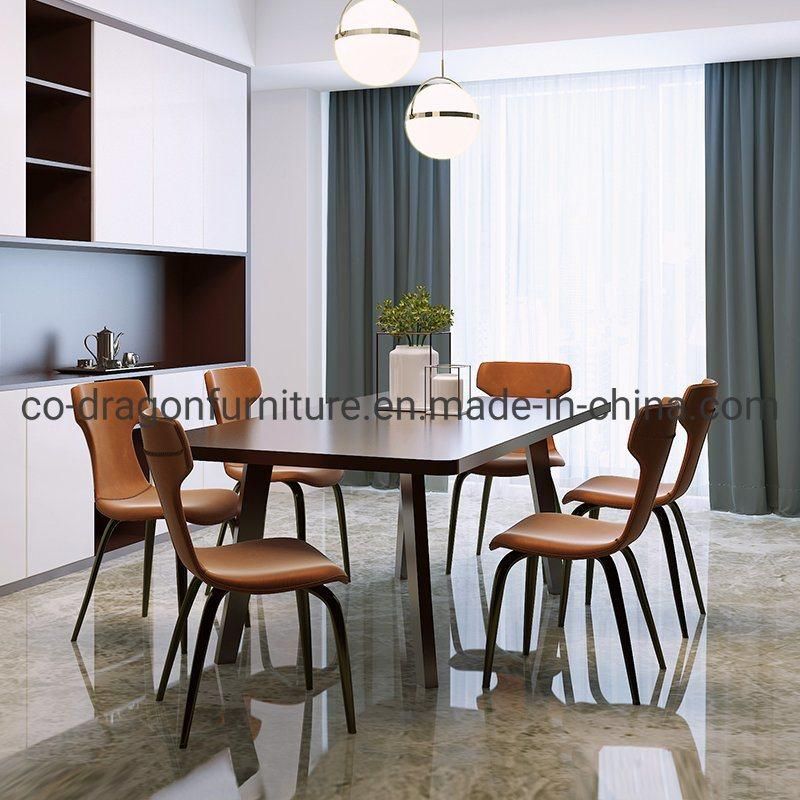 Light Luxury Stainless Steel Leather Dining Chair for Home Furniture