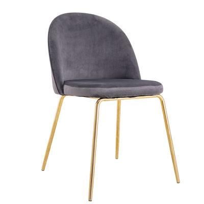 OEM Commercial Modern Style Chrome Legs Velvet Fabric Soft Seat Dining Chair
