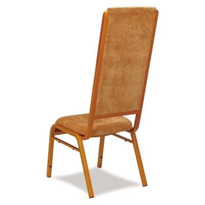 Modern Wooden Like Metal Velvet Fabric Hotel Dining Chair