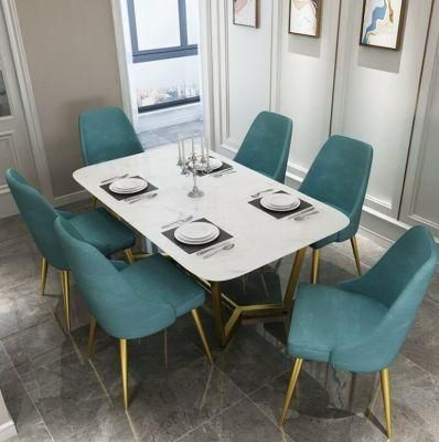 Marble Top with Stainless Steel Legs Dining Table