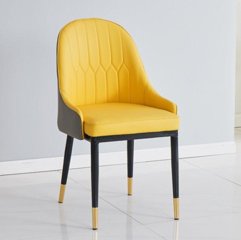 Waterproof PU Leather Luxury Dining Chairs with Gold Pltaed Feet