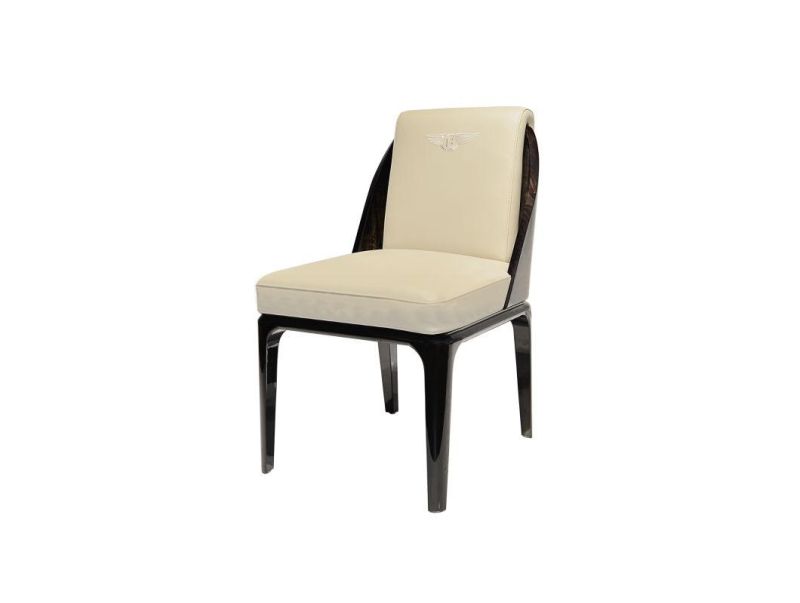 Modern White PU Leather Newest Design Hotel Furniture Restaurant Furniture Wooden Leg Dining Furniture Luxury Upholstered Dining Room Restaurant Chair