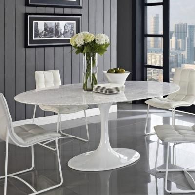 White Fiberglass Marble Round Dining Table