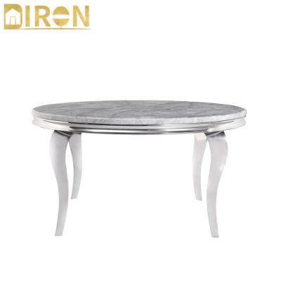 Hot Sale Modern Stainless Steel Home Furniture Round Marble Glass Dining Table