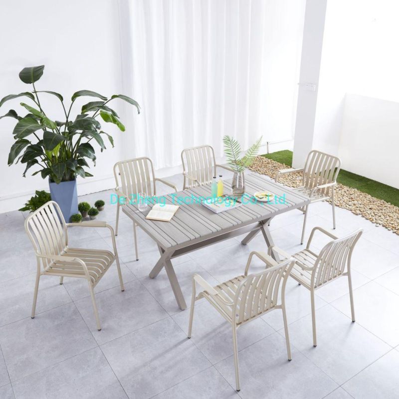 High Quality Simple Design Style Plastic Wood Furniture Dining Table